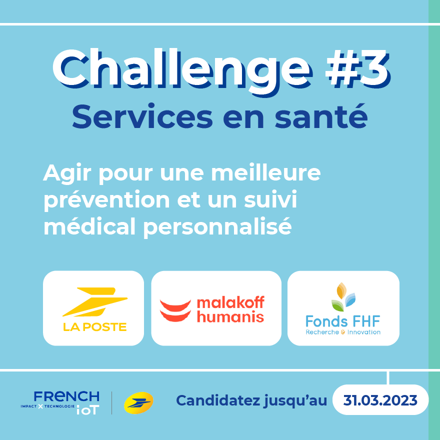 Vanessa Chocteau (@vanessachocteau) on Twitter photo Concours #startup💡| Votre solution numérique révolutionne la #santé ?
#ParcoursSoin, #Prévention, pré/post #HospitalisationAdomicile, #Data, #IA, SI santé ...
📬Candidatez au Challenge 3️⃣ #FrenchIoT <a href="/GroupeLaPoste/">La Poste Groupe</a> <a href="/Docapost/">Docaposte</a> ✖ <a href="/FondsFHF/">Fonds FHF</a> <a href="/MalakoffHumanis/">Malakoff Humanis</a>
ow.ly/iSW550N1YL6 Concours #startup💡| Votre solution numérique révolutionne la #santé ?
#ParcoursSoin, #Prévention, pré/post #HospitalisationAdomicile, #Data, #IA, SI santé ...
📬Candidatez au Challenge 3️⃣ #FrenchIoT <a href="/GroupeLaPoste/">La Poste Groupe</a> <a href="/Docapost/">Docaposte</a> ✖ <a href="/FondsFHF/">Fonds FHF</a> <a href="/MalakoffHumanis/">Malakoff Humanis</a>
ow.ly/iSW550N1YL6
