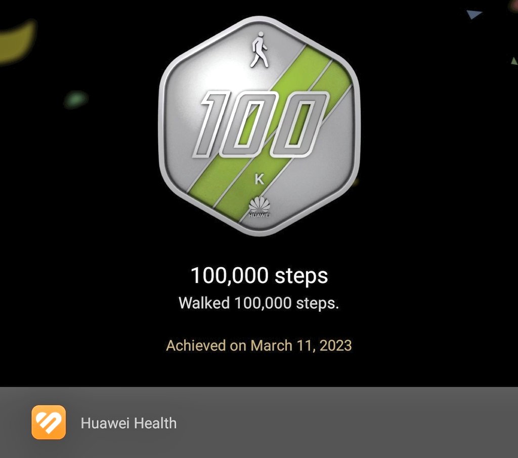 TechGamer93's tweet image. pos llegue a los 100k pasos #huaweihealth #100ksteps #huaweiband6