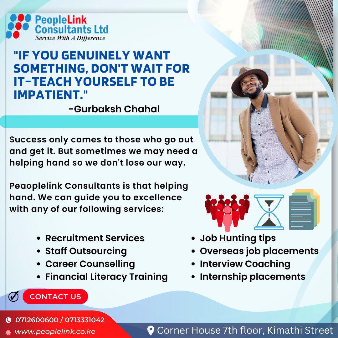 PeopleLinkLTD's tweet photo. Success is the sum of small efforts. The future is bright with Peoplelink.
#jobs #job #jobvacancy #jobopenings
#jobopportunities2023 #jobopportunity #jobopportunities2023 #Peoplelink #managementjobs #highpayingjobs #overseasjobs #kenyantrends #kenyansincanada #kenyans https://t.co/ErClNhuo1v