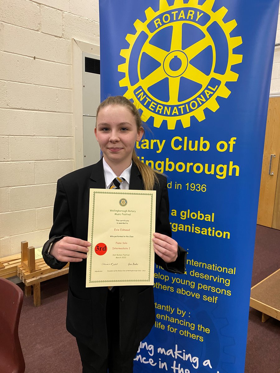 WeaversAcademy's tweet photo. A very well done to Evie for her performance on the piano at the Rotary Club Music Festival for which she was awarded 3rd place. #Independence #Engagement #LearningWithPride. https://t.co/z4OhQpiGMP