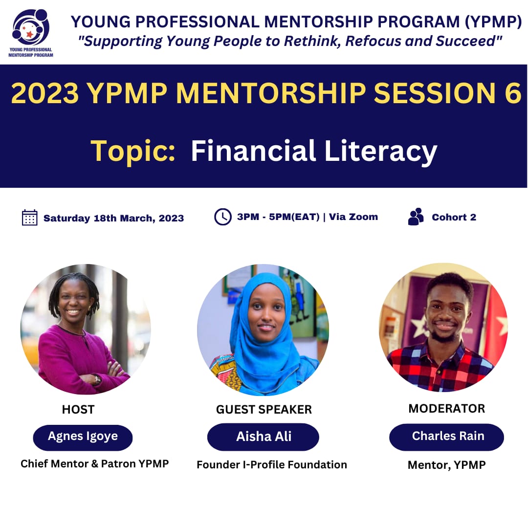 Igoye Young Professional Mentorship Institute (@ypmp_ug) on Twitter photo Understanding one's finances, and building the critical discipline and skills towards it requires mentorship.
#YPMP2023 will host <a href="/asha11al/">Aisha Ali #EDChatEU</a> this Saturday as she shares her experience with our mentees. Understanding one's finances, and building the critical discipline and skills towards it requires mentorship.
#YPMP2023 will host <a href="/asha11al/">Aisha Ali #EDChatEU</a> this Saturday as she shares her experience with our mentees.