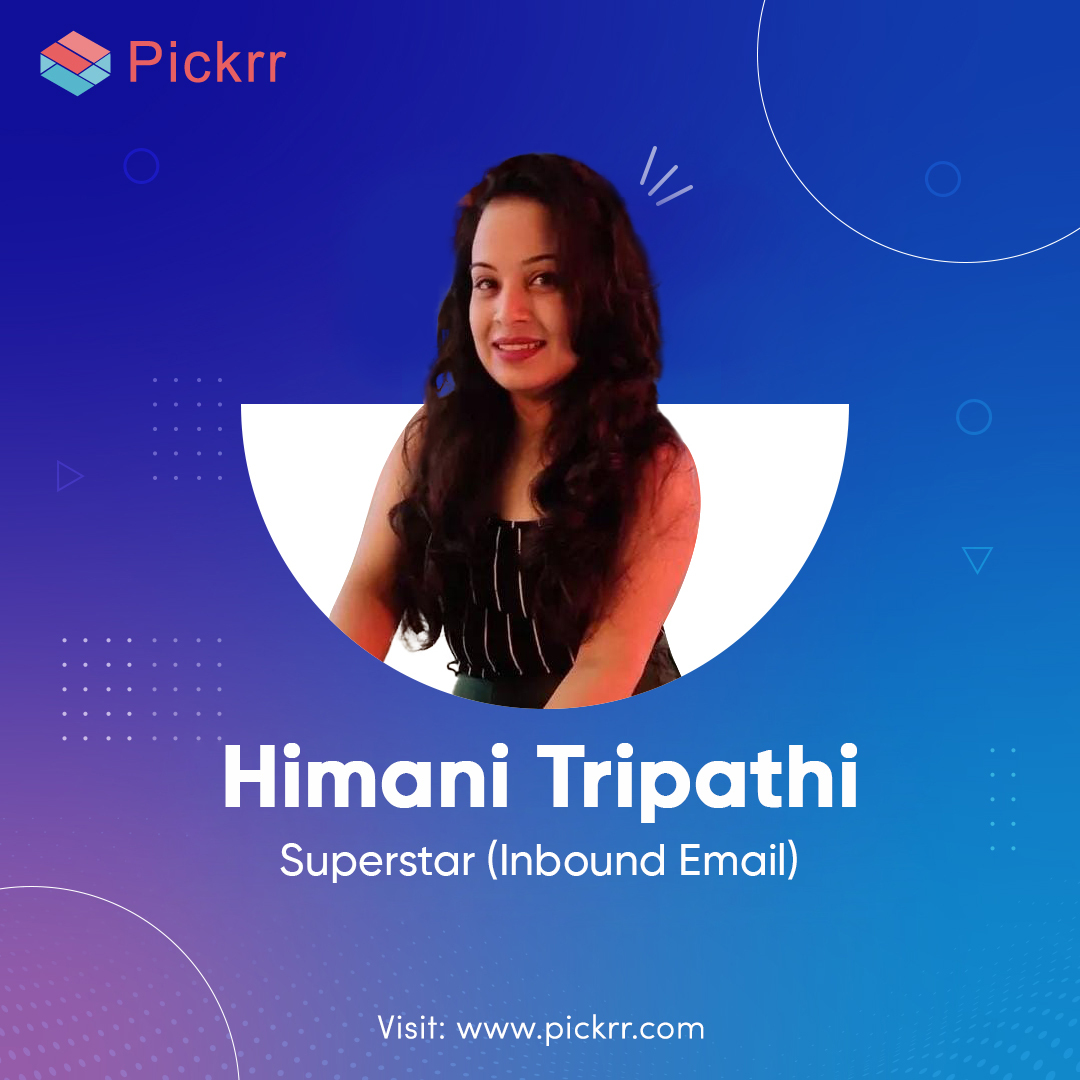 👨‍💻Himani Tripathi is an exceptional inbound 📩 email #specialist who consistently exceeds expectations and #delivers outstanding results. Her skills and expertise in managing incoming #email inquiries have been critical for #Pickrr's📈success.

Congratulations Himani Tripathi 👏