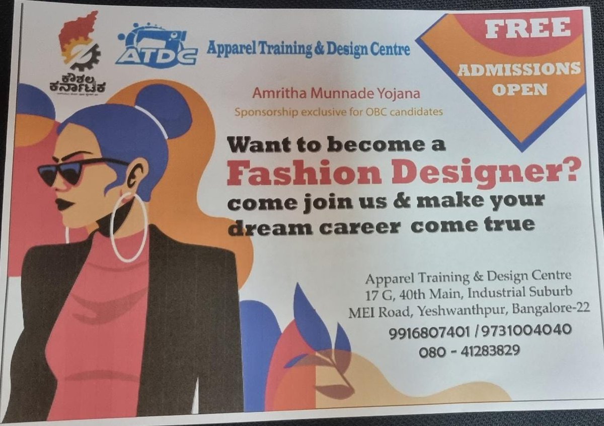 KVCDCofficial's tweet photo. Apparel Training &amp; Design Centre ಇವರೊಂದಿಗೆ  ನಿಗಮವು #MOU(ಒಡಂಬಡಿಕೆ) ಮಾಡಿಕೊಂಡಿದ್ದು,ಒಕ್ಕಲಿಗ ಸಮುದಾಯದ ಅಭ್ಯರ್ಥಿಗಳು Fashion Desinger, Sewing machine operator, Self Employed Tailor ಕೋರ್ಸ್‌ಗಳಲ್ಲಿ ತರಬೇತಿ ಪಡೆಯಲು “kaushalkar” ಪೋರ್ಟಲ್‌ನಲ್ಲಿ   ಅನ್‌ಲೈನ್ ಮೂಲಕ‌ ಅರ್ಜಿಗಳನ್ನು ಸಲ್ಲಿಸಲು ಕೋರಿದೆ. @AtdcI https://t.co/UUCYZSfTLP