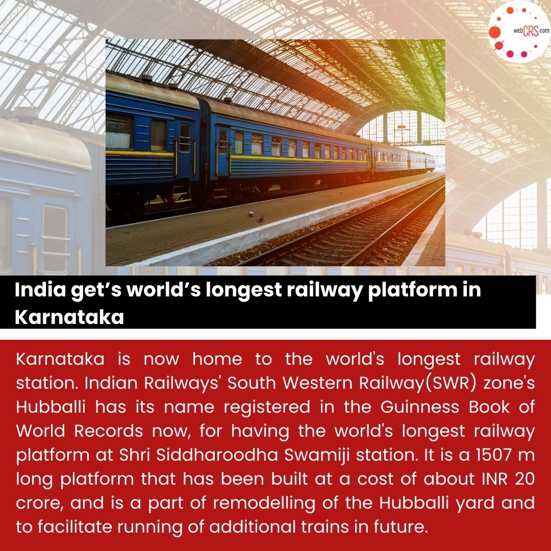 webcrs's tweet photo. India get’s world’s longest railway platform in Karnataka. #Karnataka #travel #tourism https://t.co/JboLmIvDCN