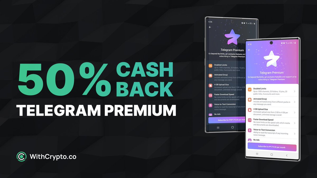withcryptoco's tweet photo. Upgrade your messaging game with Telegram Premium and enjoy 50% cashback on a 3-month subscription! Don’t miss out on this limited offer, subscribe now! 
https://t.co/QDGrVduF8O
1/ https://t.co/K6lBnIjvfy