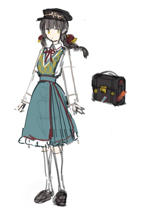 デザイン練習レトロ学生ちゃん 