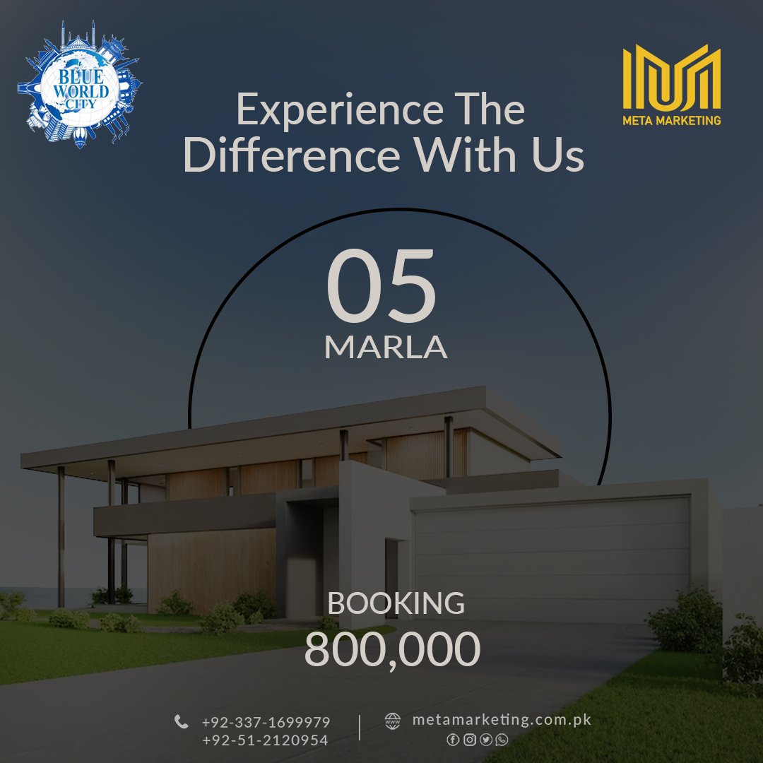 MetaMarketing4's tweet photo. Blue World City is Located Near Islamabad. A Community that Offers Residential and Commercial Plots, Villas, and Apartments.

📱 Mobile : 0309-3999599 II 0337-1699979
#metamarketing #meta #Islamabadrealestate #myIslamabad #BlueWorldCity #Islamabadinvestment #Islamabad #investing https://t.co/GkPWY366I2