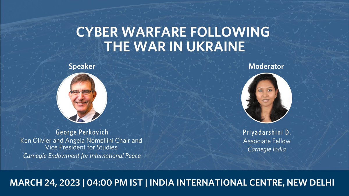 Watch <a href="/PerkovichG/">George Perkovich</a> discuss the findings of four major <a href="/CEIPTechProgram/">Carnegie Technology and International Affairs</a> papers on March 24 at 4:00 pm.

Read the papers here : carnegieendowment.org/programs/techn…

Register your interest to attend the talk at <a href="/IIC_Delhi/">India International Centre(Official Account)</a> : ceip.org/e-8048