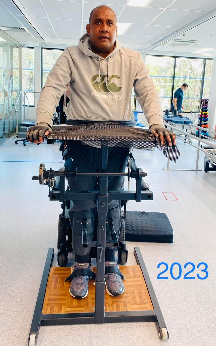4mattyv's tweet photo. today was one of great moments of progress in using this stand up machine. To feel how strong my shoulder strength is and to be able to stand up tall and controlling my breathing at the same time without my physio staff holding my chest back too all the time to keep me up 💪 https://t.co/20ebKCL7As