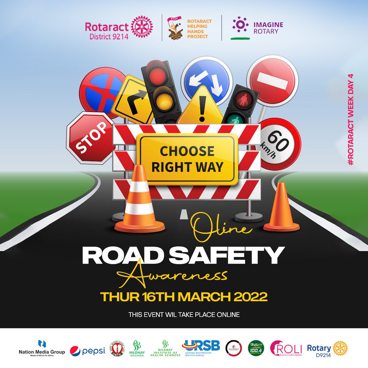 Did you know that in Uganda out of 100,000 people, 29 die from road accidents? In honour of Rotaract week today we are sharing ways on how we can save more lives. Show up and support this cause. 
#Rotaractweek #worldrotaractweek   #imaginerotary #district9214