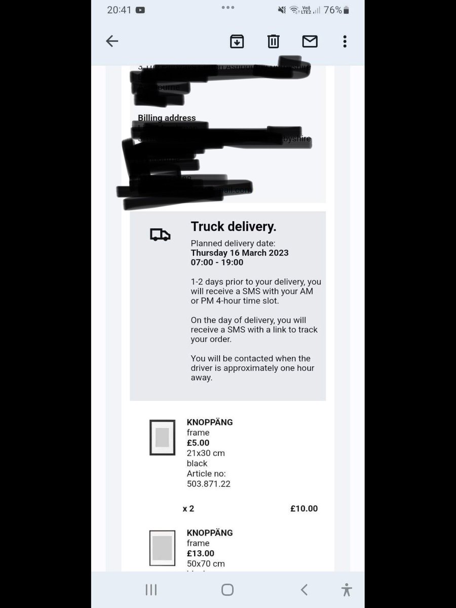 LisaMarshman1's tweet photo. @IKEAUKSupport delivery expected today and as yet had none of the notifications that I was told to expect!🤔 https://t.co/yzLaw8Gms7