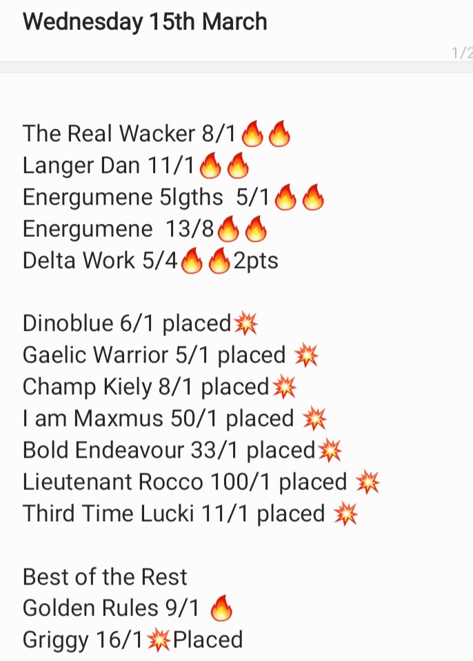 stablesecrets1's tweet photo. We're smashing Cheltenham, there's still time to jump in. Today's tips have been posted https://t.co/Ol5Cs7IvYw come join us #CheltenhamFestival #CheltenhamFestivaltips #tipster #HorseRacingTips #HorseRacing https://t.co/uIyhhWZTlG
