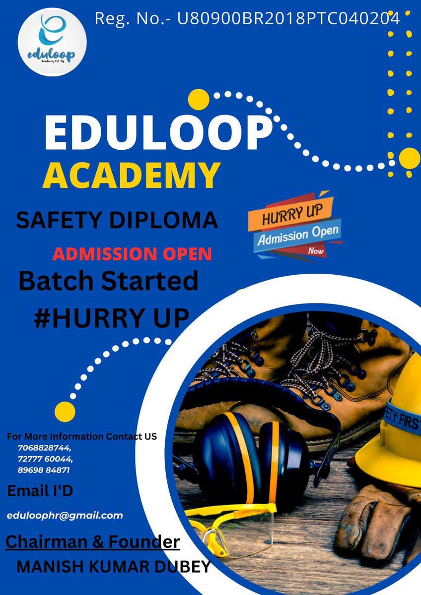 EduloopAcademy's tweet photo. Hello Everyone......
For International Certification &amp; Industrial Safety Diploma Please Contact Us For More Information..... https://t.co/vnund9QqzN