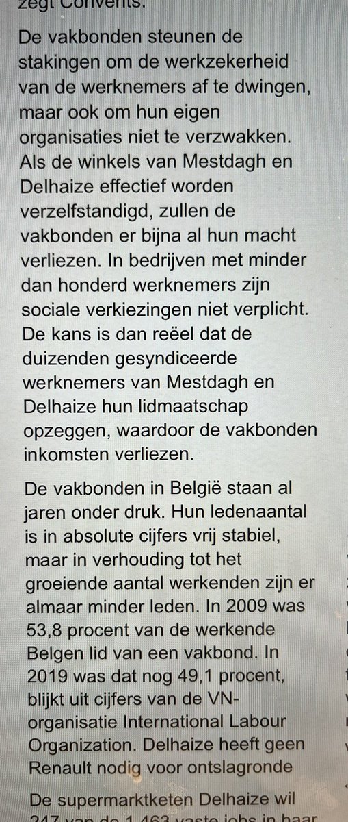 Dit verklaart de hardnekkigheid van de staking bij Delhaize .. het gaat duidelijk niet alleen om het werk of loon … 

<a href="/tijd/">De Tijd</a>