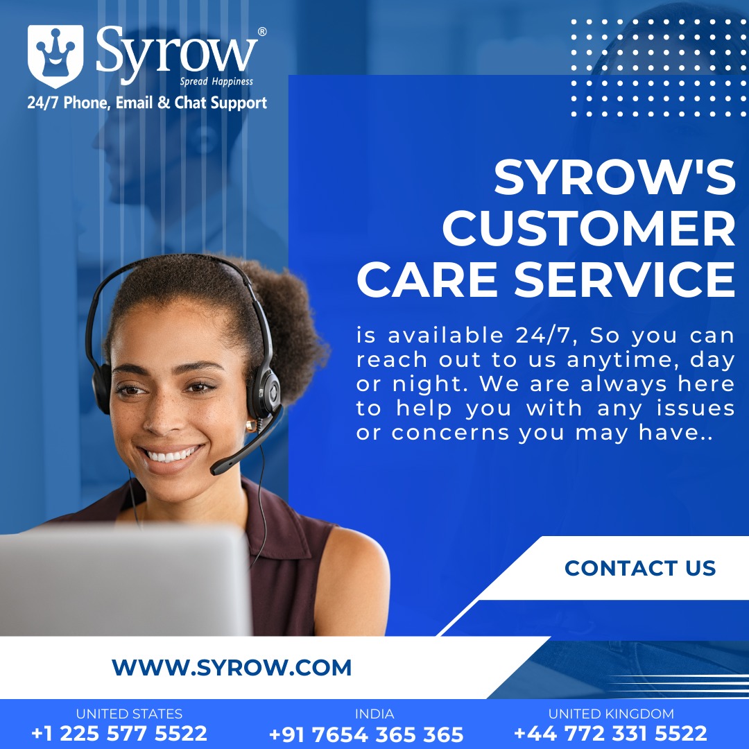 Syrow's customer service is available 24/7 to assist with any needs you may have. We pride ourselves on providing quick and efficient support to all of our customers. 

Visit :syrow.com

#syrow #24/7customerservice #quickresponse #efficientassistance #reliability