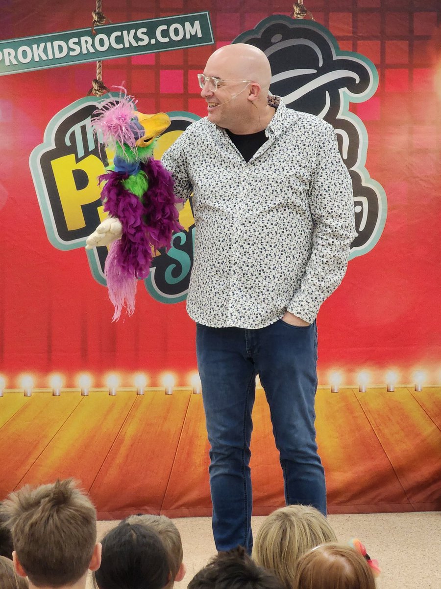 A huge thank you to <a href="/prokids/">prokids</a>  for providing our 3rd graders with lots of high energy, magic, comedy, &amp; a great message! People Respecting Others (and birds)! That was for Vern. #sd113a #RebelPride