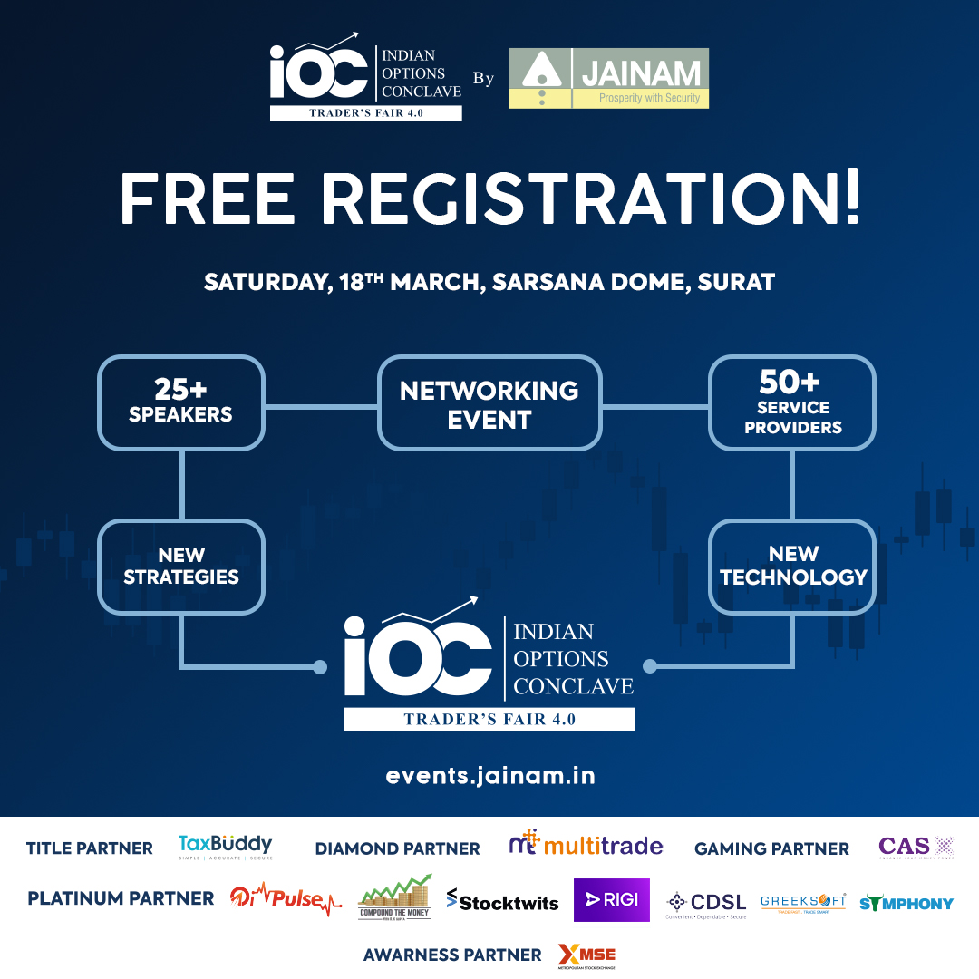 jainambroking's tweet photo. Good news! You’re just in time to register for the largest options trading conclave. Don’t miss out, register for free to learn about new strategies and new-age technologies. #optionsfuturehai #JainamBroking
Register for free at https://t.co/SotVnOddd6. https://t.co/bIEkqAox9i