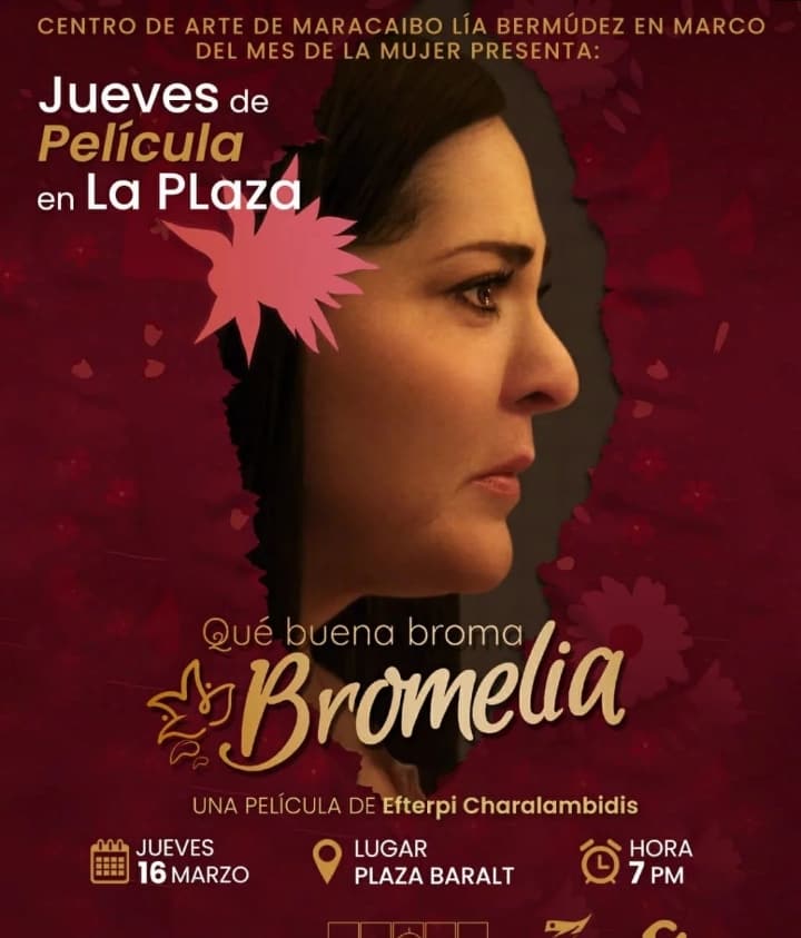 #Hoy #16Marzo  plaza Baralt de #maracaibo  #zulia 
estaremos proyectando la película venezolana #QuéBuenaBromaBromelia 7pm
Entrada Libre 
Asiste !
#cinevenezolano 
<a href="/villadelcine/">Villa del Cine</a> <a href="/CNAC_Venezuela/">Centro Nacional Autónomo de Cinematografía🎥</a> <a href="/cinematecavzl/">Cinemateca Nacional de Venezuela</a> <a href="/QBBBFILM/">Qué buena broma, Bromelia</a> <a href="/SomosCinevzla/">#SomosCine</a> <a href="/culturyalgomas/">irabé</a> <a href="/VillegasPoljak/">Ernesto Villegas Poljak</a> <a href="/Alfredocal/">Alfredo Caldera</a>