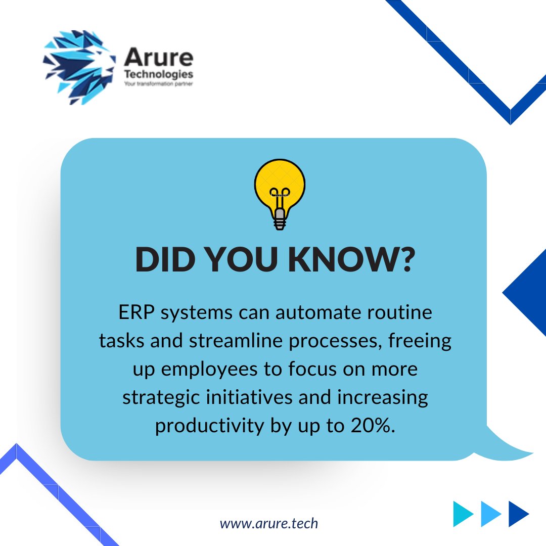 Aruretech's tweet photo. Boost productivity by up to 20% with ERP systems! Arure Technologies automates tasks &amp; streamlines processes, freeing up employees for strategic initiatives. Contact us to learn more

🌐 https://t.co/adVuwAxdVu
☏ +92 306 690 2126 | +1 (858) 463 4405

#Industry #Business #ERP https://t.co/NfSbIUpJik
