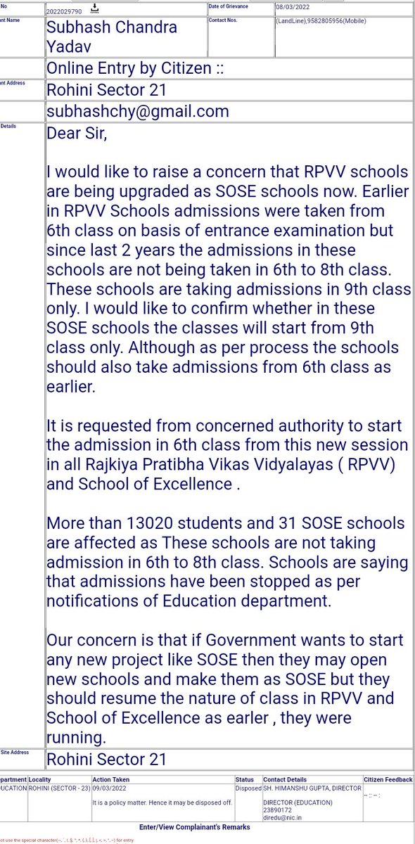 दिल्ली की नवनियुक्त शिक्षामंत्री <a href="/AtishiAAP/">Atishi</a> जी अगर वाकई में <a href="/ArvindKejriwal/">Arvind Kejriwal</a> जी का विजन है हर बच्चे तक शानदार शिक्षा पहुंचाना तो आप या <a href="/Dir_Education/">DIRECTORATE OF EDUCATION Delhi</a> यह बताए कि जैसी शानदार शिक्षा RPVV और SOE में 8th तक मिलती थी वैसी शिक्षा इन स्कूलों के SOSE बनने के बाद कौन से स्कूल में मिलेगी?