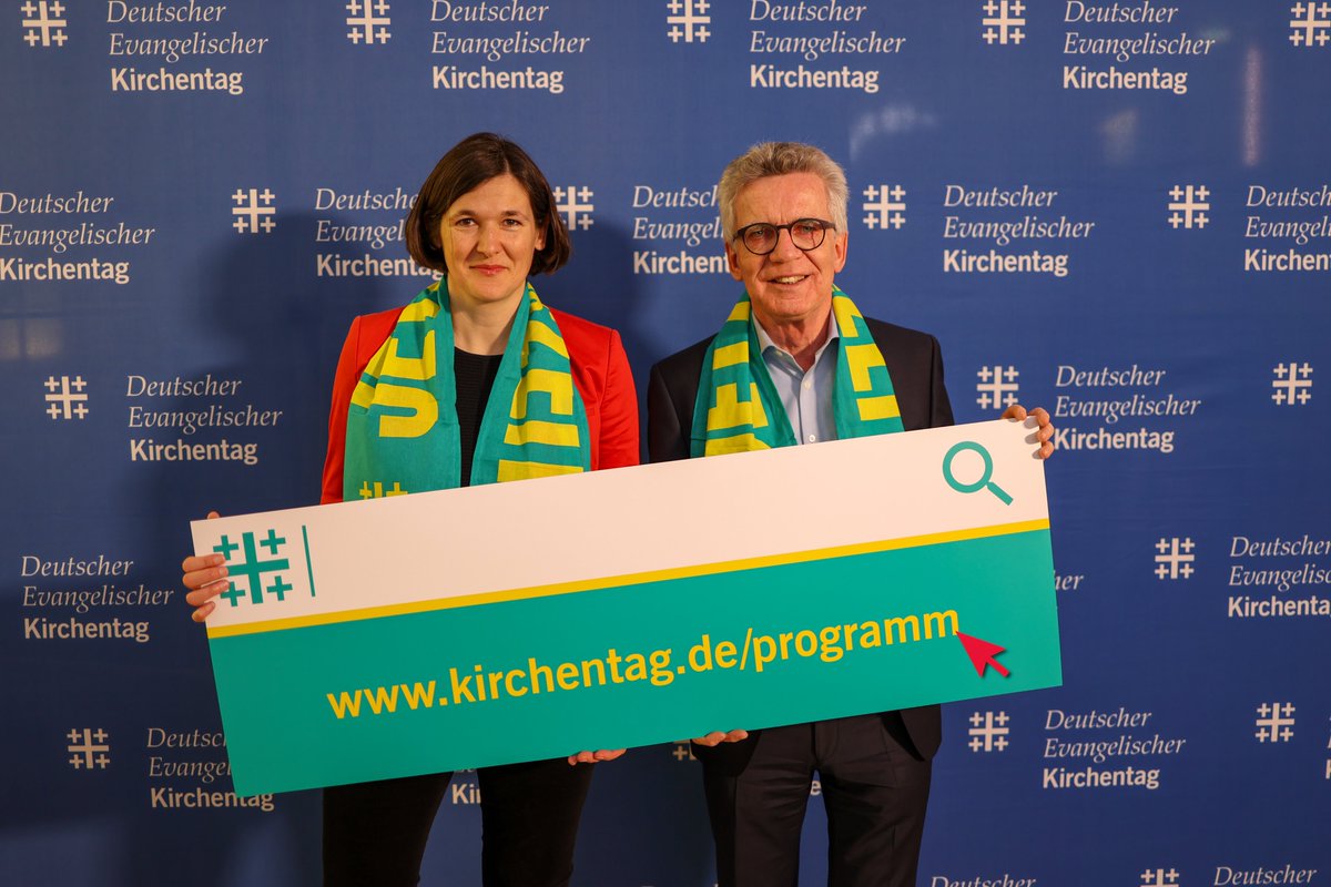 Dt. Ev. Kirchentag (@kirchentag_de) on Twitter photo Vom 7. bis 11. Juni findet der 38. Deutsche Evangelische Kirchentag in Nürnberg statt – heute stellen Kirchentagspräsident Thomas de Maizière und Generalsekretärin <a href="/kjahn_dekt/">Kristin Jahn</a> das Programm vor. Vom 7. bis 11. Juni findet der 38. Deutsche Evangelische Kirchentag in Nürnberg statt – heute stellen Kirchentagspräsident Thomas de Maizière und Generalsekretärin <a href="/kjahn_dekt/">Kristin Jahn</a> das Programm vor.
