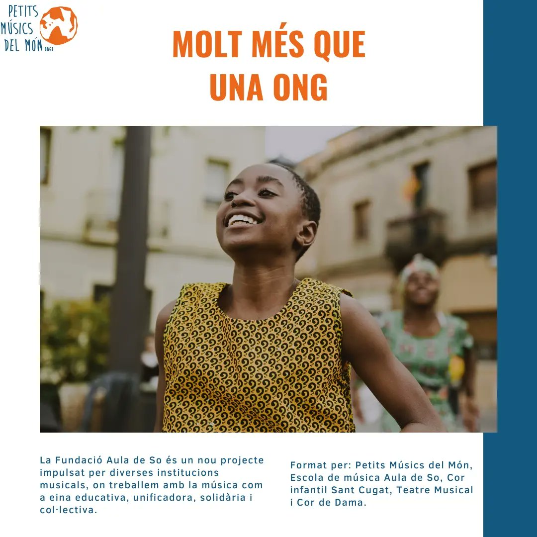 PetitsMusicsONG's tweet photo. Petits Músics forma part de la Fundació Aula de So, un nou projecte impulsat per diverses institucions musicals. 

➡️ La Fundació Aula de So neix amb el compromís de reforçar totes les àrees del projecte liderat durant més de 30 anys.

✨Ara Petits Músics del Món és una Fundació! https://t.co/TW2yzE4mLf