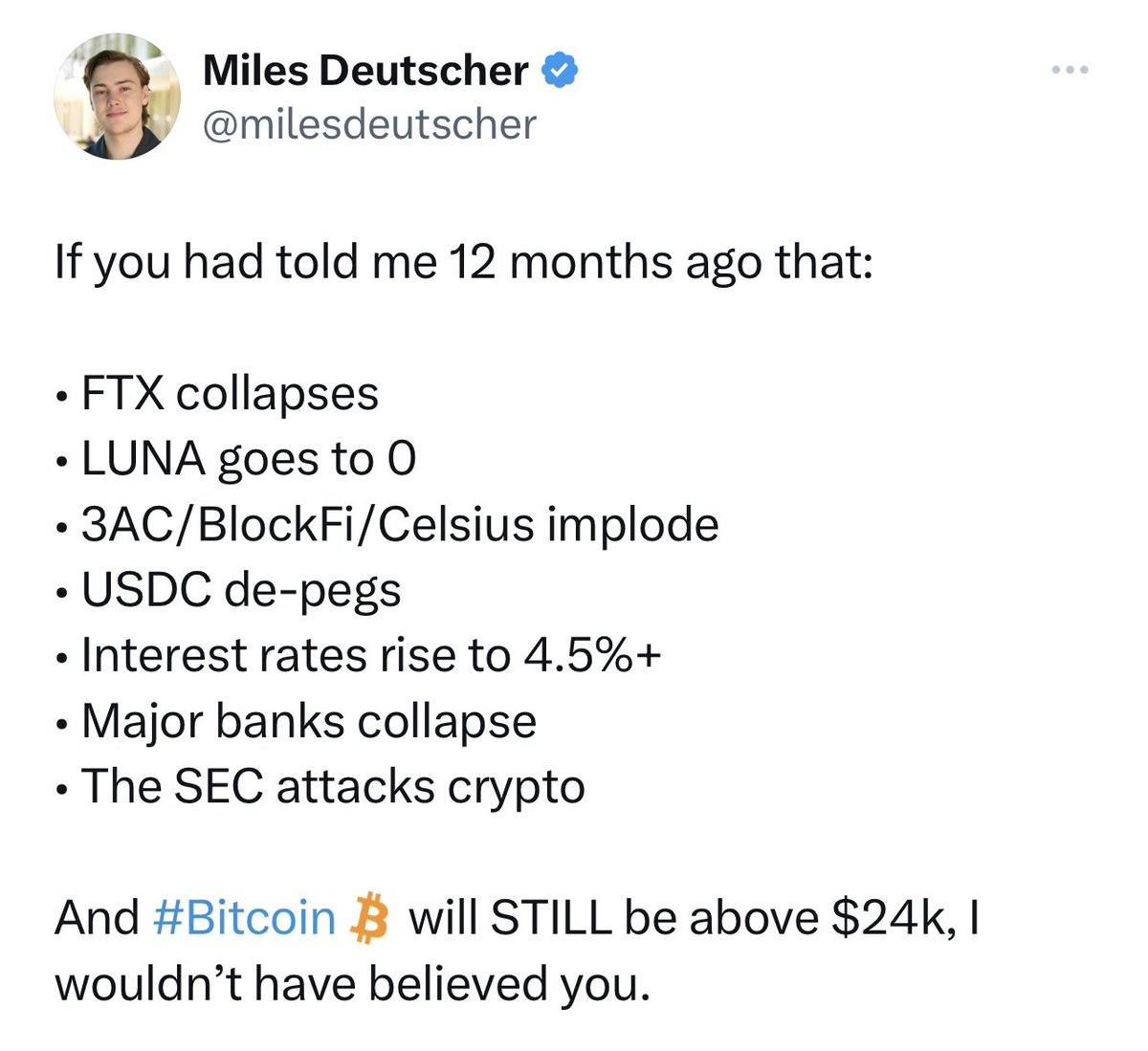 milesdeutscher's tweet photo. And if you had told me that $ETH will still be above $1500, I’d have been even more shocked. https://t.co/84kagph4pk