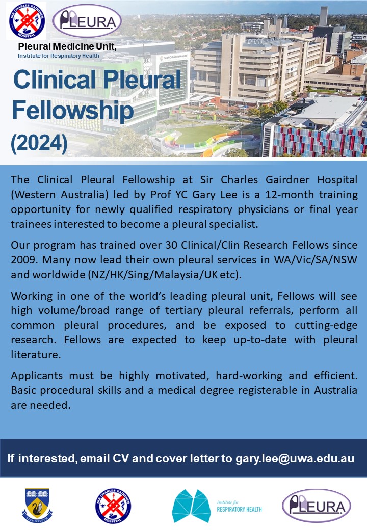 This Fellowship suits those wishing to develop specialist skills to become a #pleural lead clinician. Full time looking after pleural patients in an intellectually stimulating environment. See pleura.com.au for list of past fellows. Pls RT to anyone else interested