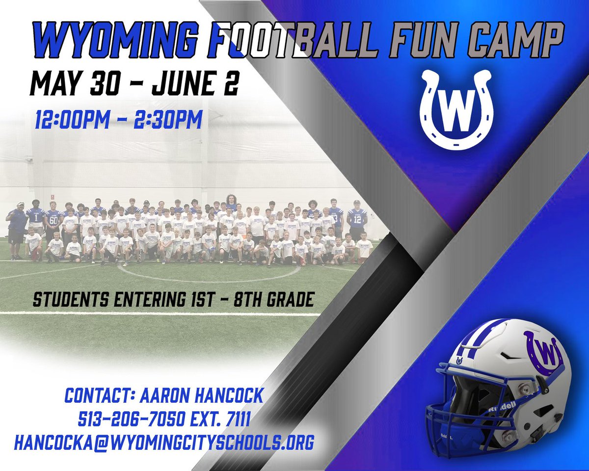 CoachHancock's tweet photo. Wyoming Youth Football Fun Camp: May 30-June 2! Register at https://t.co/edbeBaM708 #OnWyoming https://t.co/c4GnE4KAEC
