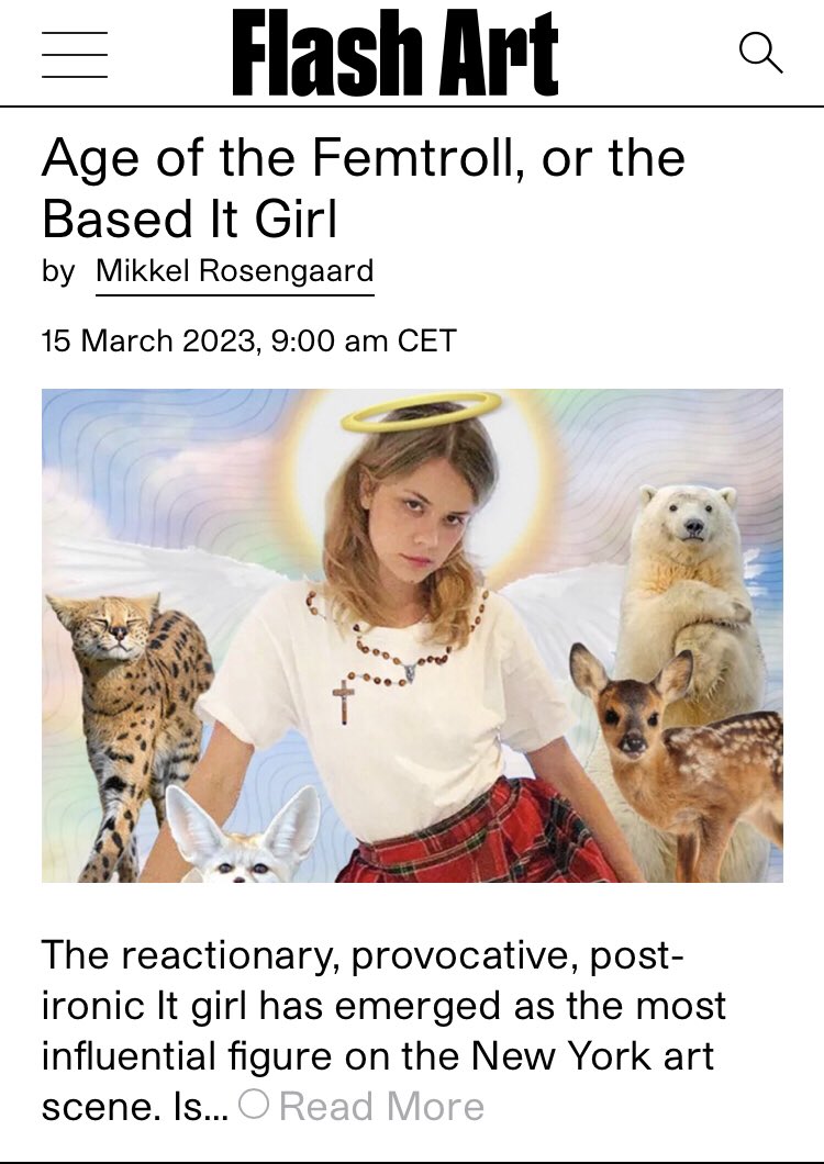 Wrote the Critics Dispatch for <a href="/FlashArtOnWeb/">Flash Art</a> — on why the Based It Girl is the most influential cultural figure of the moment

flash---art.com/article/based-…