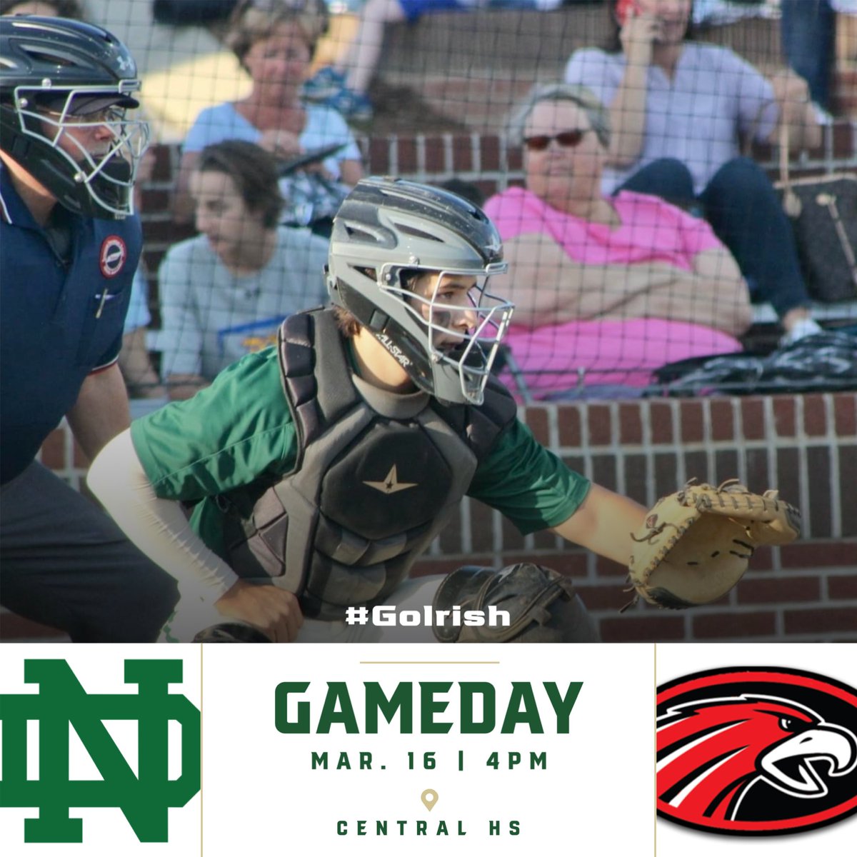 NDChattAthletic's tweet photo. Varsity Baseball opens their season today vs Signal Mountain at Central! Come out and cheer on the Irish! https://t.co/F6tHcmzwZW