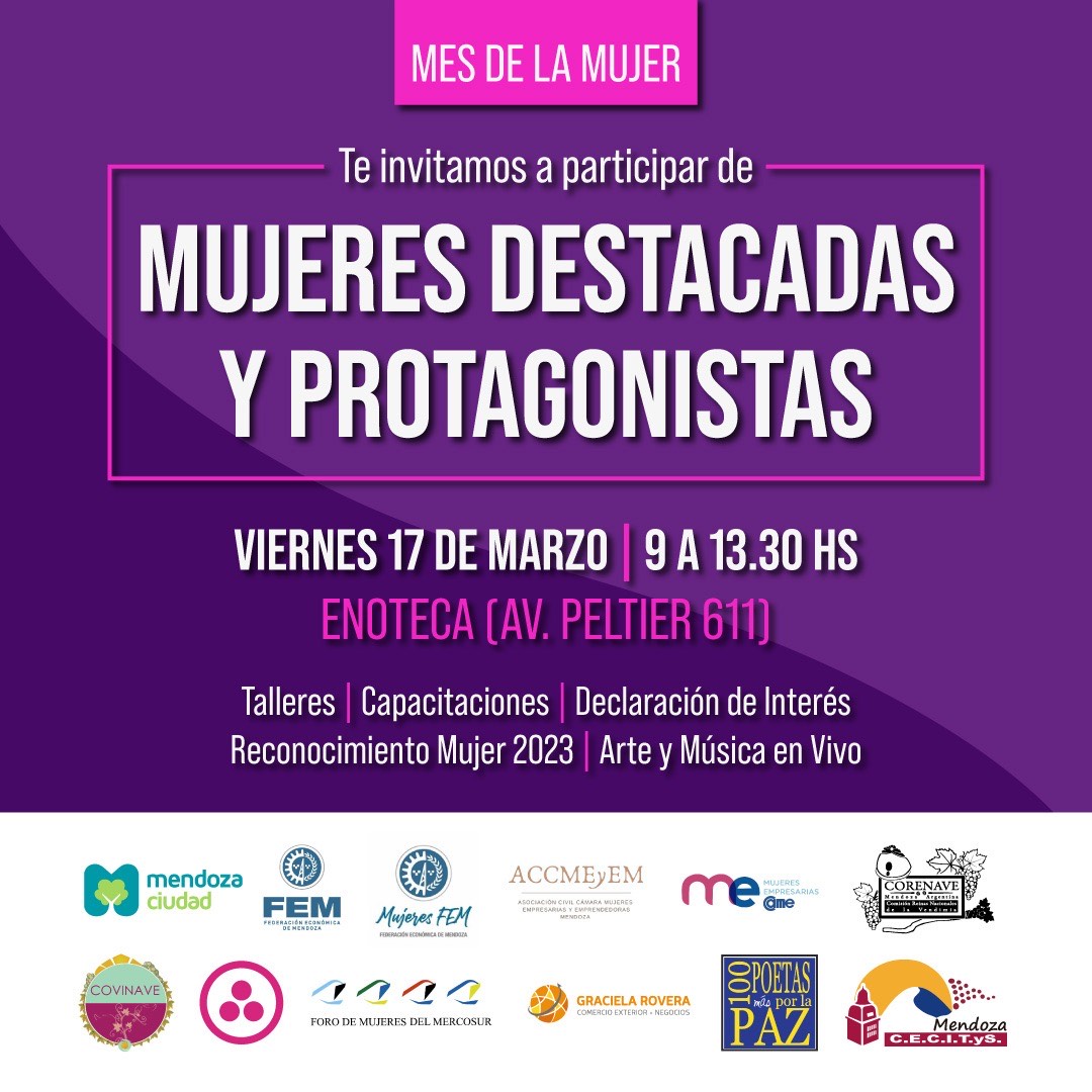 ¡Es mañana!

La FEM realizará la jornada "Mujeres Destacadas y Protagonistas 2023" <a href="/FemMujeres/">Mujeres FEM</a> <a href="/FernandaReina17/">Fernanda Reina</a> 

Se desarrollará de 9.00 a 13.30 horas en La Enoteca, Av. Peltier 611, Ciudad.

Ver más info y programa completo mendoza.puntoapunto.com.ar/la-fem-realiza…