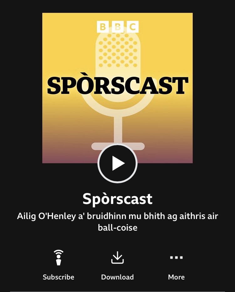 ⚽️Abair #Spòrscast an-diugh!

<a href="/OHenleyAlex/">Alex O'Henley</a> agus <a href="/Ali_Govig/">Ali Govig</a> a’ bruidhinn mu bhith ag aithris air ball-coise. Sgeulachdan bho lìnn Sir Alex Fearghasdan agus Walter Mac a’ Ghobhainn suas chun an là an-diugh le Ange Postecoglou.

📻 Èist air BBC Sounds

bbc.co.uk/sounds/play/p0…