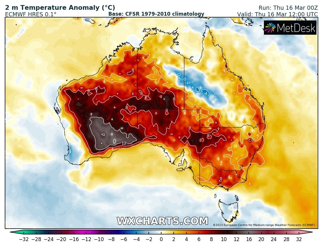extremetemps's tweet photo. It's mid March but the Southern Hemisphere it's still boiling in Argentina,South Africa and Australia.
Today in Australia temperatures rose to 44.5C at Karijini North and 44.3C at Telfer.
This heat wave will last long time. https://t.co/E0aI6RcBPp