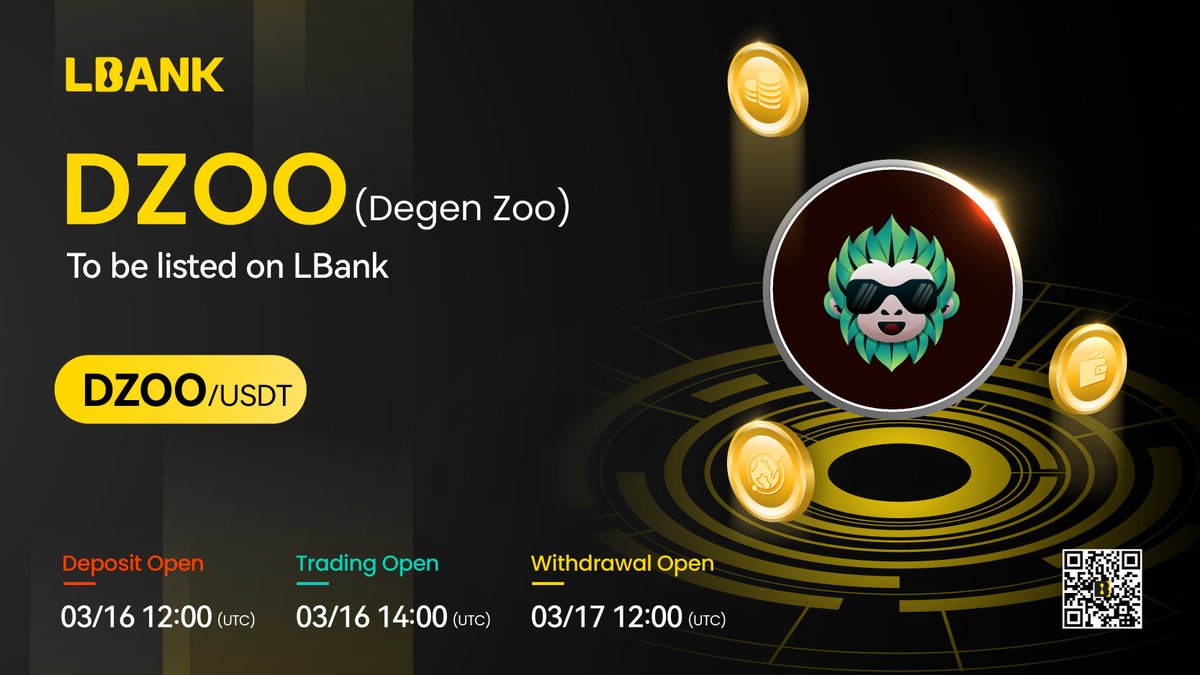 🌈 New #listing

⛵️ $DZOO(Degen Zoo) will be listed on LBank！<a href="/Degen_Zoo/">AI Zoo - AI generated NFT games on Solana & BSC</a>

Degen Zoo is a hobby project initially started as a challenge to prove that Logan Paul'sCrypto Zoo game can be perfectly executed in 30 days.

 👉 Details: bit.ly/40eppbY