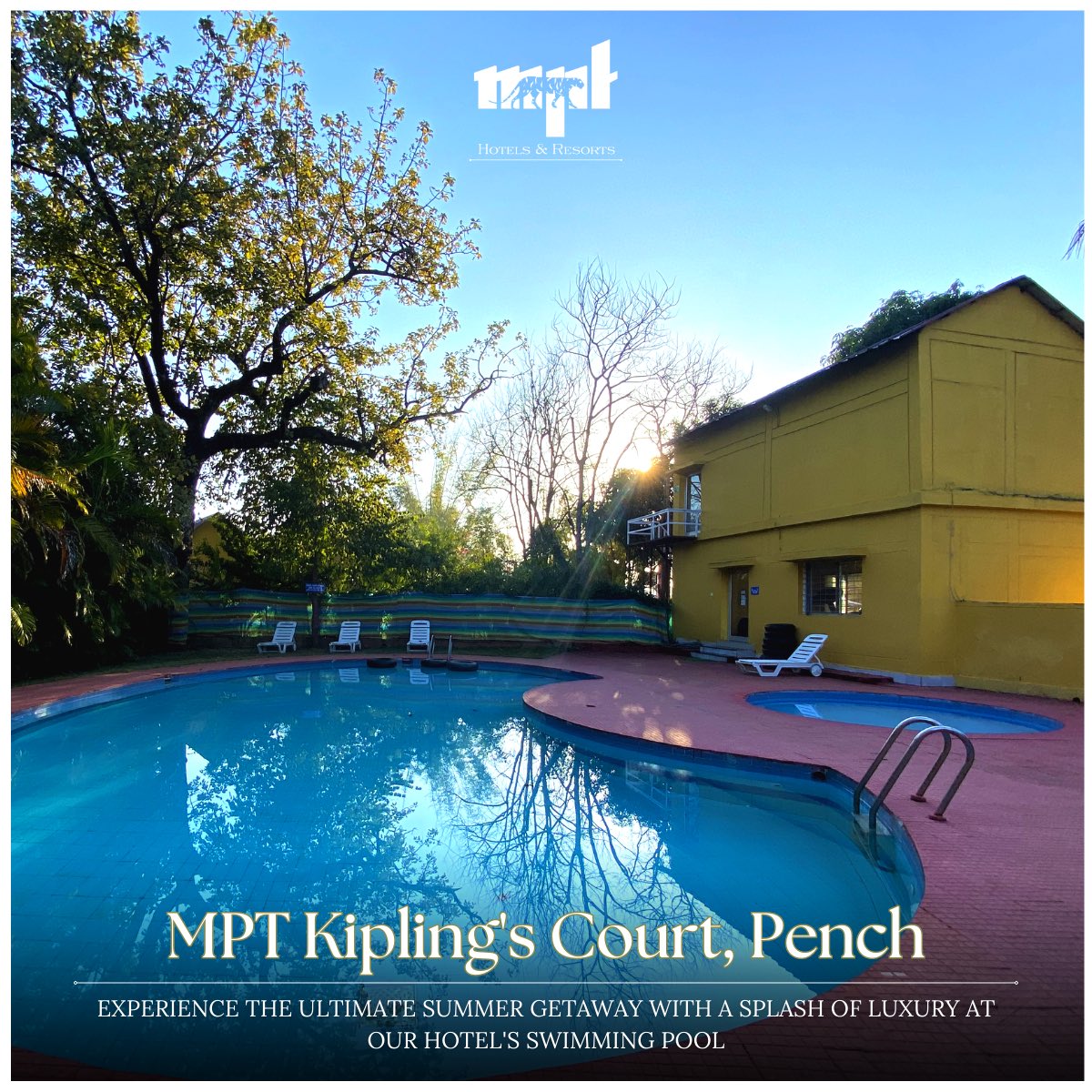 HotelsbyMPT's tweet photo. Welcome the summersβοΈ
Book your stay now
visit - https://t.co/cNG1vf8EvR
or call at - 1800-233-7777
#MPThotelsandresorts #mptourism #pench #summer #stay #holidays #SummerVacation #PoolsideParadise #EscapeTheHeat #RefreshingGetaway #DiveIntoSummer #CoolOff #Unwind #MakeASplash https://t.co/PHq69rYP7z