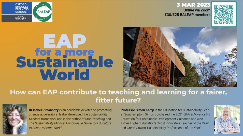 New resource available! EAP for a more sustainable world

Slides from presenters at our recent #BrookesPIM @ Oxford Brookes are up on our website:
baleap.org/event/pim-eap-… 

There's also an asynchronous artefact and a 'goodie bag' from the day both with lots of resources!

#tleap