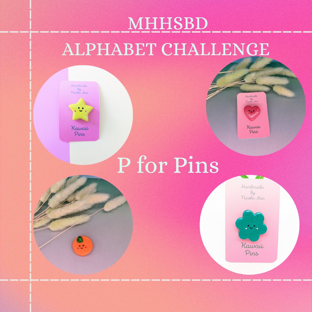 Wow day 16 already, this month is flying by. Anyway it's P for pins today in the #MHHSBD #AlphabetChallenge all of these #kawaii pins are available here handmadebynicolaann.uk
#CraftBizParty #Collectible