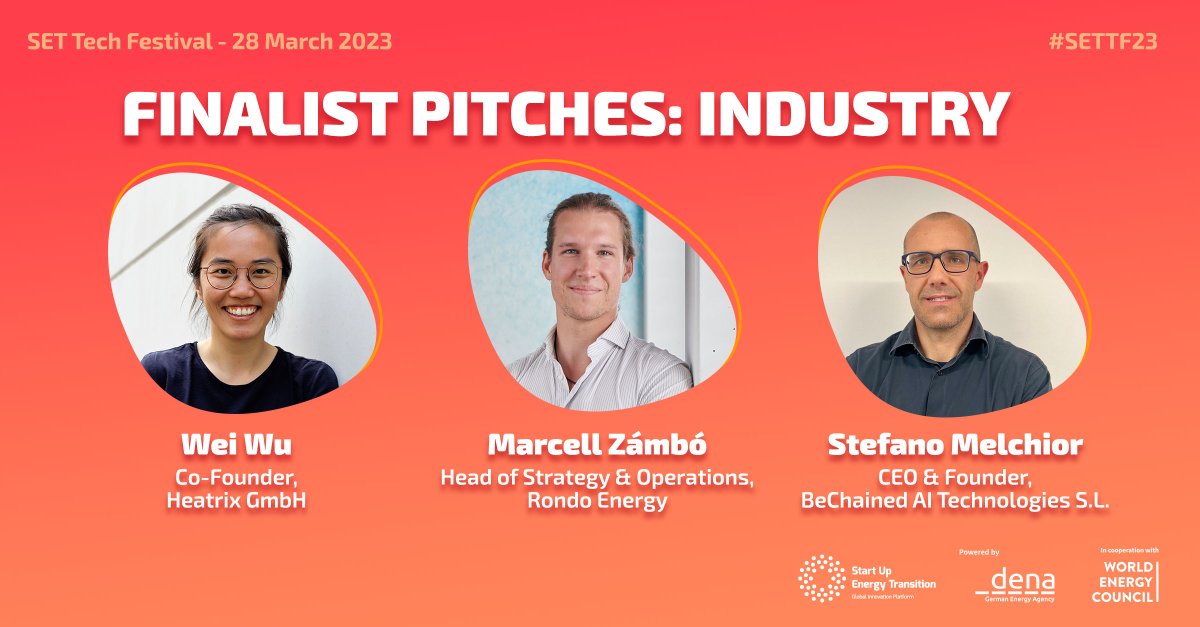 StartUpGET's tweet photo. Meet our 7th cohort of finalists from the impact category Industry, who’ll soon be in spotlight at the #SETTF23 competing for the #SET23 Award🏆See their live-pitches & meet the teams behind the #energysolutions!
🗓28.03 at WECC, Berlin 👉 https://t.co/qjH2Ms8gxl https://t.co/SJ0smcDBy2