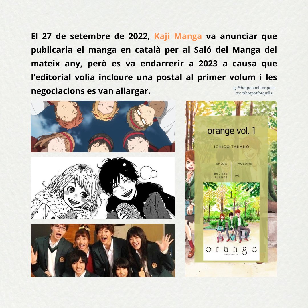 hotpotforquilla's tweet photo. Què passaria si un dia rebessis una carta del teu futur jo? Orange us ensenyarà que hem d’apreciar la nostra vida al dia a dia #anime #animecatalà #manga #oranga @KajiMangaCAT https://t.co/SbUGB37ZuQ