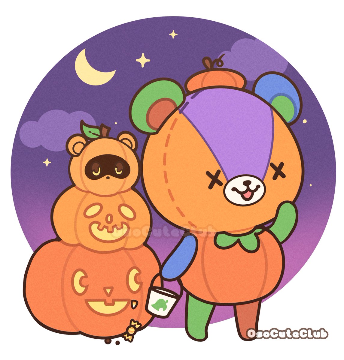 「My Halloween Animal Crossing pieces did 」|OsoCuteClub - COMMISSIONS OPENのイラスト