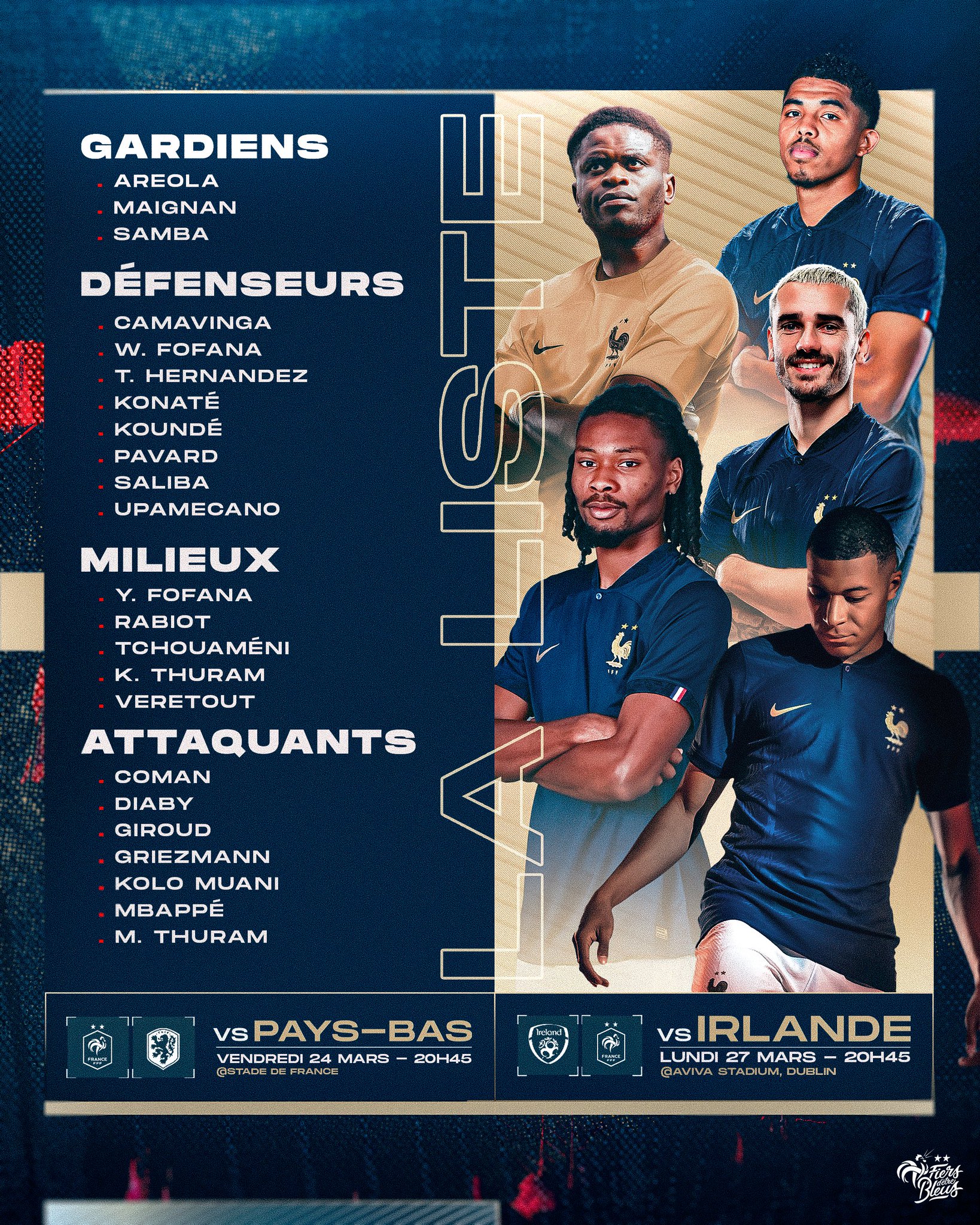 Equipe de France ⭐⭐ on Twitter "📣 𝐋𝐞𝐬 𝟐𝟑 𝐁𝐥𝐞𝐮𝐬 𝐜𝐨𝐧𝐯𝐨𝐪𝐮𝐞́𝐬 ! La liste