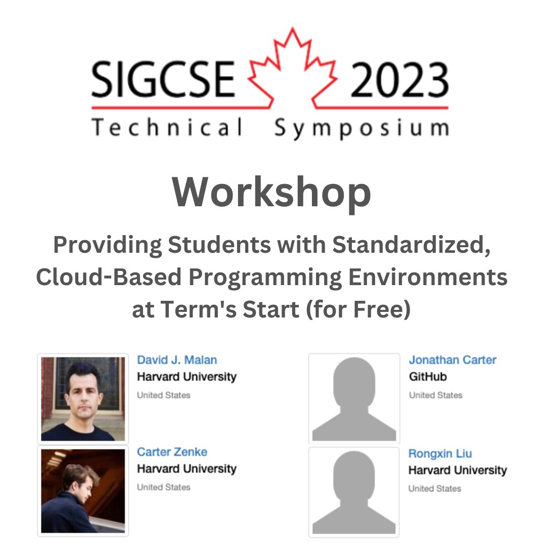 GitHubEducation's tweet image. 👋 Hiya from Toronto! 🇨🇦 #SIGCSE Day 0 was a blast with the #CS50 team&apos;s workshop on cloud-based programming environments, ft. @GitHub Codespaces &amp;amp; Classroom! 20+ teachers explored both instructor &amp;amp; student perspectives. 
Shoutout to all attendees! 
@cs50 @davidjmalan @SIGCSE_TS