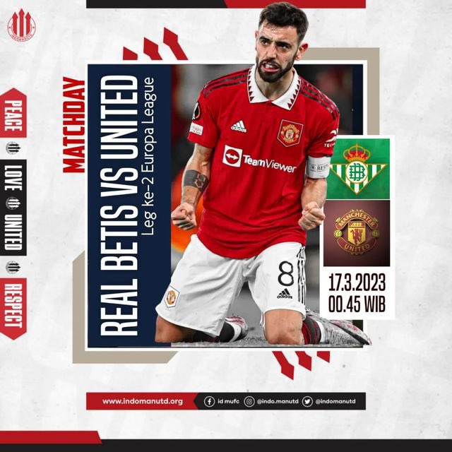 Indomanutd_kbm's tweet photo. UNITEDAY ‼️

Europa League 

Real Betis Vs Manchester United 

Benito Villamarín Stadium 

Jumat,17 Maret 2023 

Kick Off 00.45 WIB 

SCTV &amp; Vidio https://t.co/aISuiMSpni