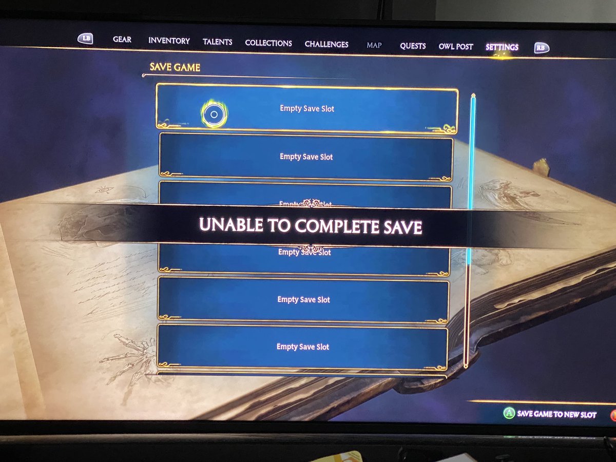 Jam1ePorter's tweet photo. @HogwartsLegacy last night 10:37 the game has suddenly stopped auto saving I lost around 4 hours since then without realising and a load of collectibles and quests, the game no longer saves and can’t progress through missions as when I load the game back up I’m stuck where I was https://t.co/y9M57ZB6uQ