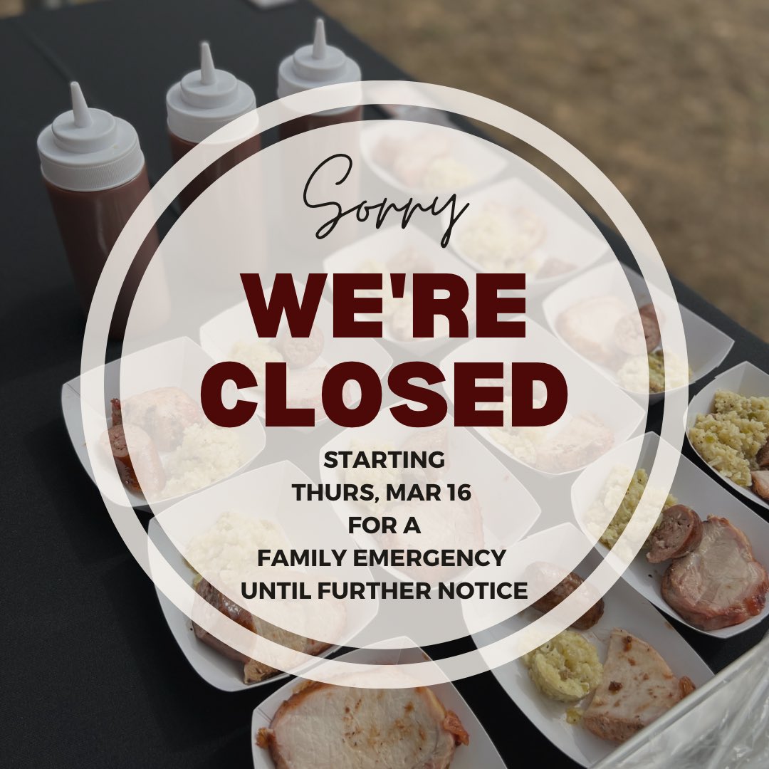 We will be closed starting Thursday, March 16 for a family emergency until further notice. Prayers of comfort and peace are welcomed and appreciated.