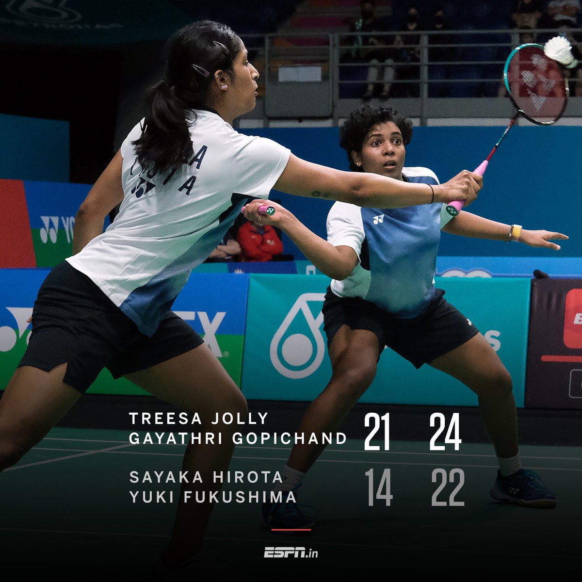 ESPNIndia's tweet image. 2022: Semifinalists 

2023: Quarterfinalists and still alive! 🔥

Treesa Jolly and Gayathri Gopichand just love the #AllEngland Championships, don't they?