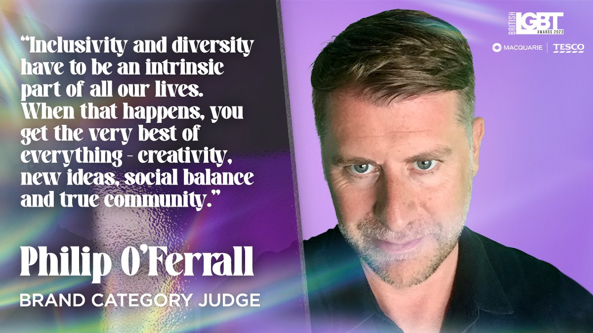 We are happy to have the super Philip O'Ferrall as one of our 😎 Brand Category 😎 for the 2023 #BritishLGBTAwards. Philip is a long time supporter of the awards and the CEO of <a href="/OuternetGlobal/">Outernet London</a>