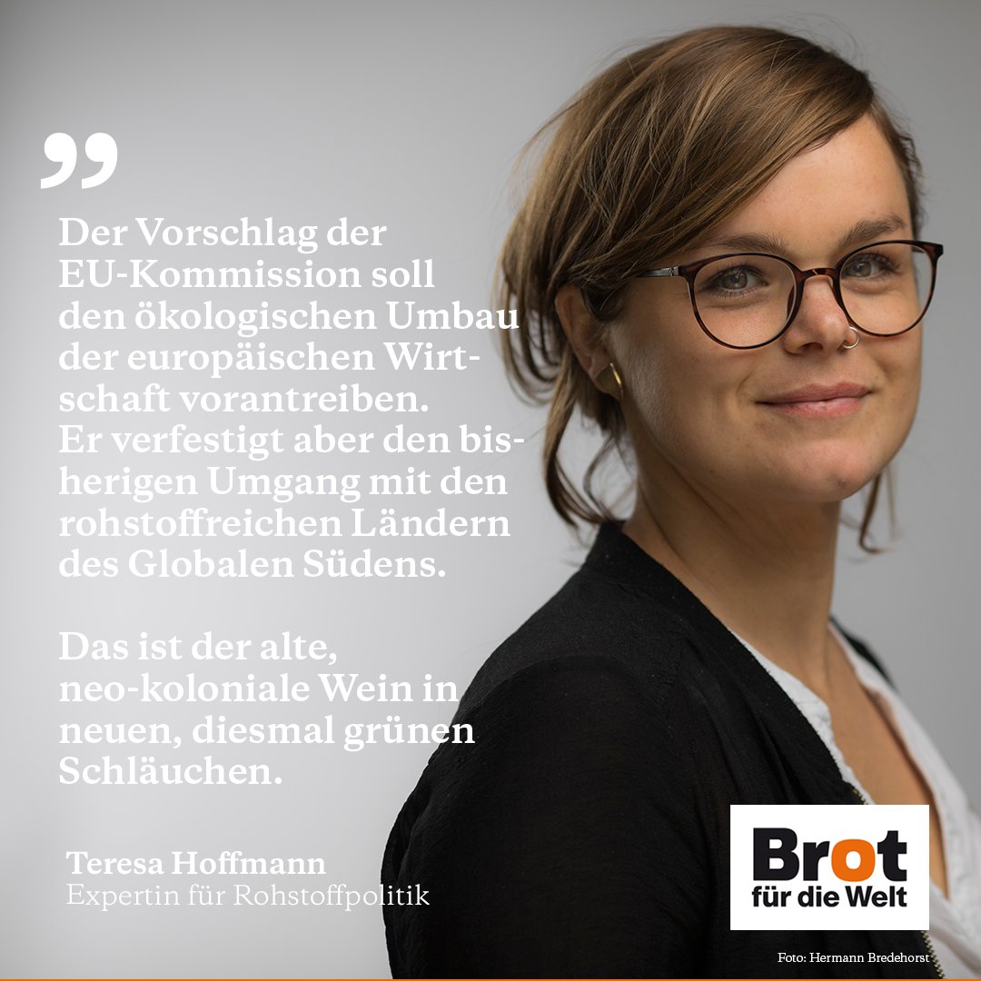 Die EU-Kommission hat heute einen Gesetzesvorschlag vorgelegt. Er soll europäischen Unternehmen den Zugriff auf Rohstoffe im Ausland sichern. Doch darin wiederholt sich ein altes koloniales Muster, sagen unsere Experten <a href="/hoffmann_tere/">Tere Hoffmann</a> und <a href="/sven__hilbig/">Sven Hilbig</a>: brot-fuer-die-welt.de/blog/europe-fi…