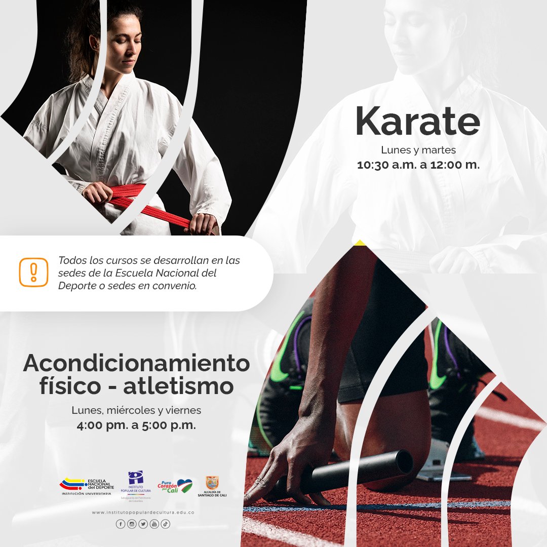 IUIPCCali's tweet photo. ¡En el #IPCCali pensamos en tu bienestar! 💙
Es por esto que si perteneces a la comunidad Ipeciana y quieres practicar natación, ultimate, taekwondo, tenis de mesa, karate o atletismo 🏊‍♀️🏓🥋🏃, ahora lo puedes hacer de manera gratuita en  @endeporte_. https://t.co/qDZTCG0S81